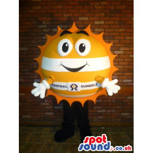 Customizable Yellow And White Sun Mascot With Space For Logos -