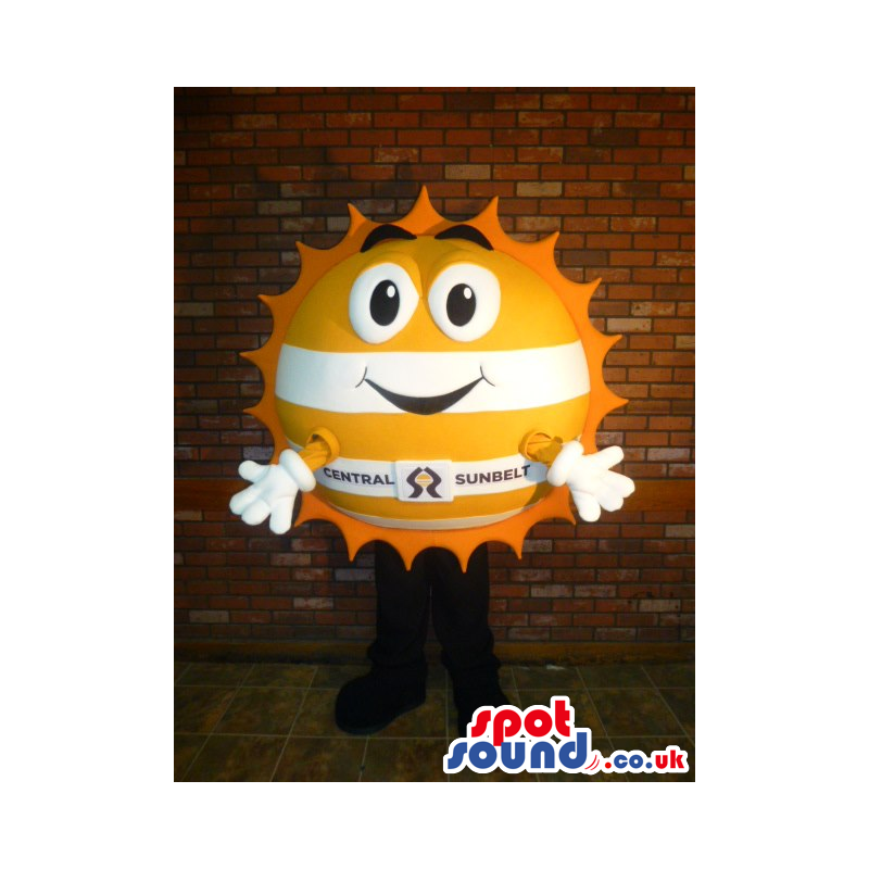 Customizable Yellow And White Sun Mascot With Space For Logos -