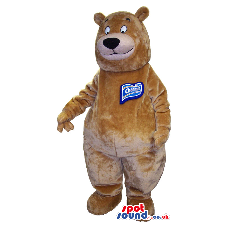 Brown Customizable Bear Mascot With Space For Personalized