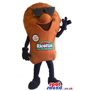 Brown And Black Chicken Wing Food Mascot Wearing Sun Glasses -