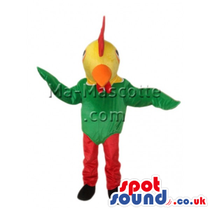Customizable Green, Red And Yellow Rooster Animal Mascot -