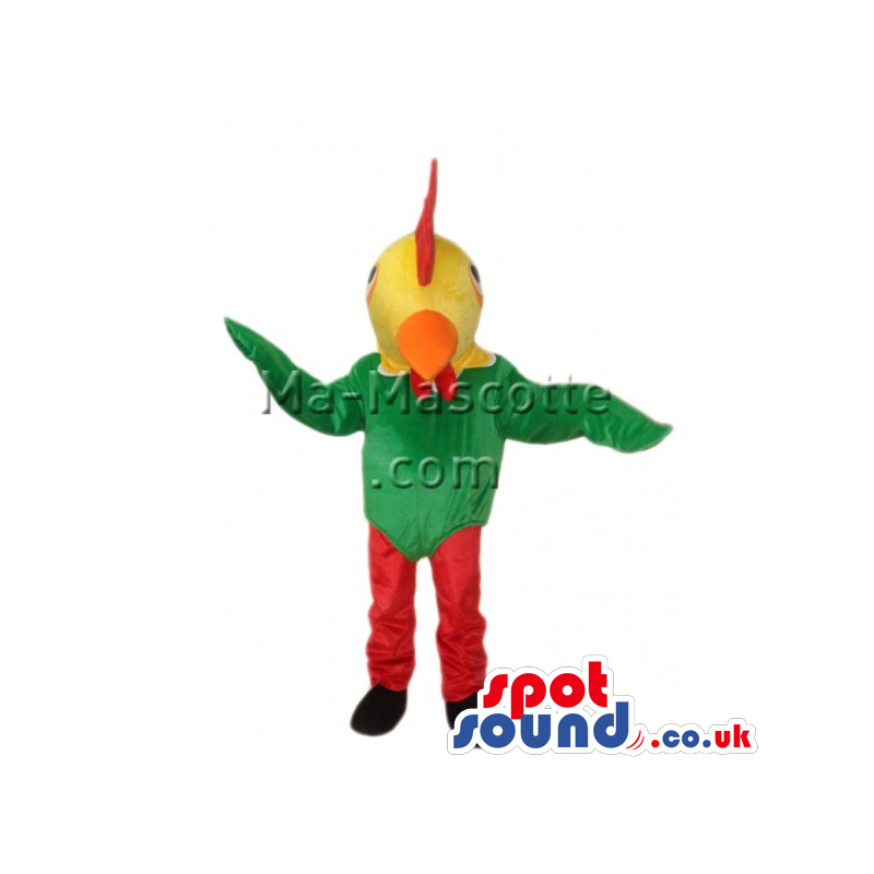 Customizable Green, Red And Yellow Rooster Animal Mascot -