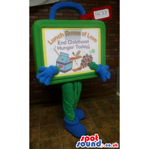 Original Lunch Box Mascot With Blue Gloves And Space For