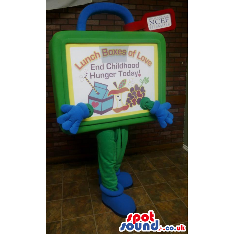 Original Lunch Box Mascot With Blue Gloves And Space For