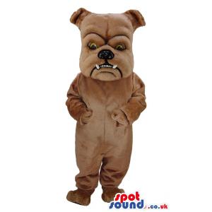Furious brown dog mascot thinking about food to eat - Custom