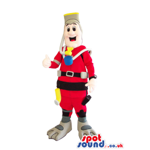 Human Mascot Wearing Scuba Diving Clothes And Gadgets - Custom