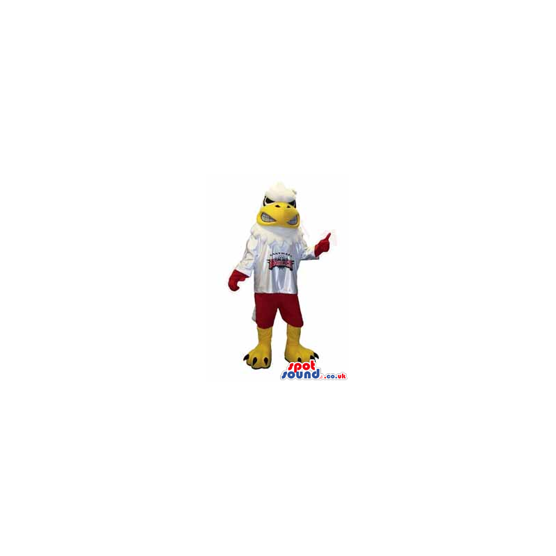American Eagle Bird Mascot Wearing Red And White Sports Clothes