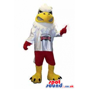 American Eagle Bird Mascot Wearing Red And White Sports Clothes