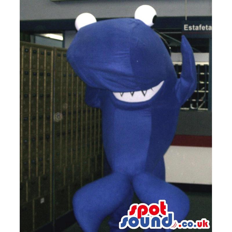 Whale mascot in total blue colour with a cute smile - Custom