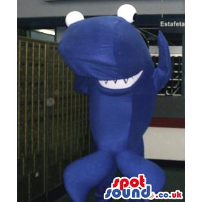 Whale mascot in total blue colour with a cute smile - Custom