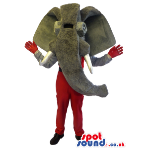 Grey Mammoth Pre-Historical Animal Half Mascot With Human Body