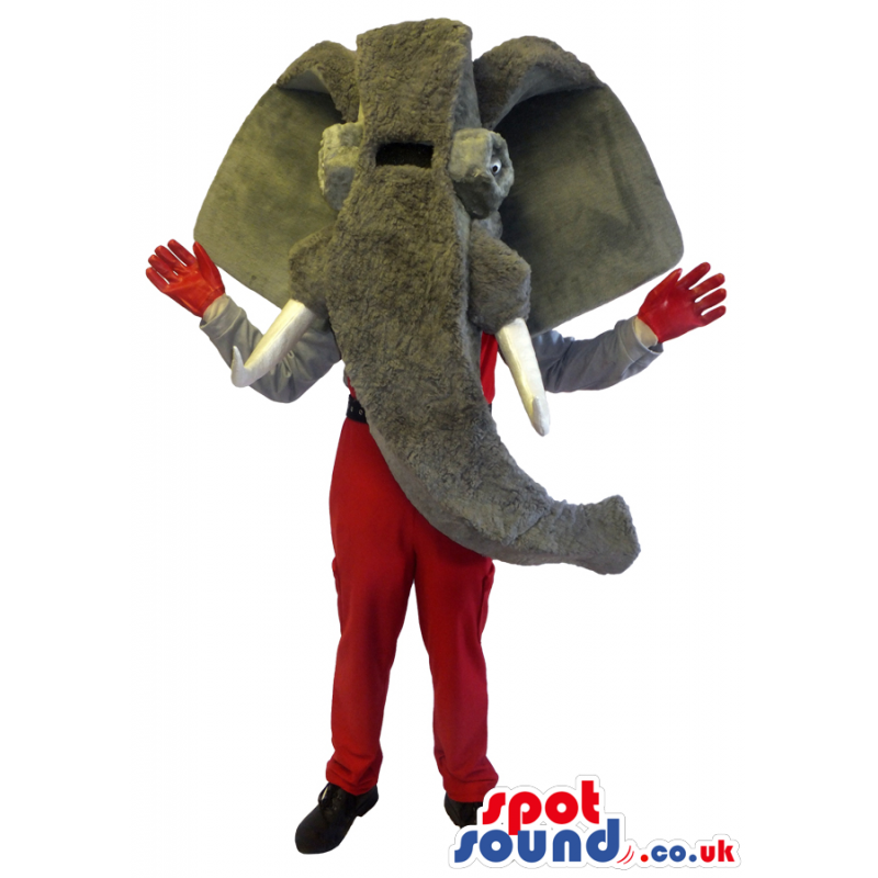 Grey Mammoth Pre-Historical Animal Half Mascot With Human Body