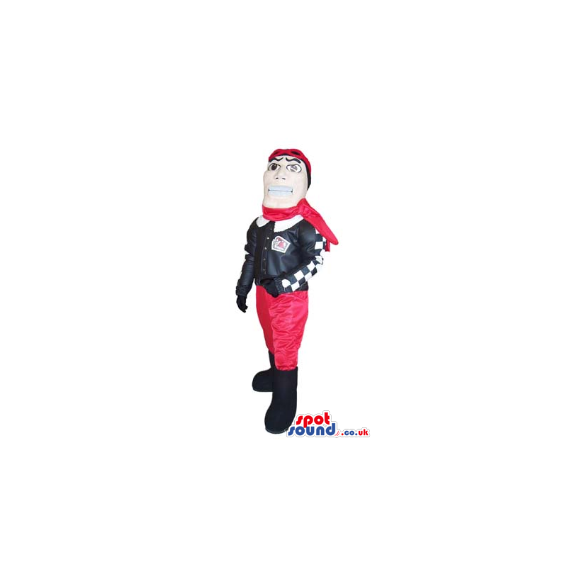 Human Mascot Wearing Old Pilot Clothes And Garments - Custom