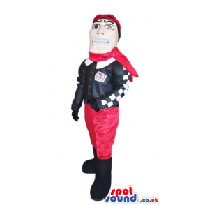 Human Mascot Wearing Old Pilot Clothes And Garments - Custom