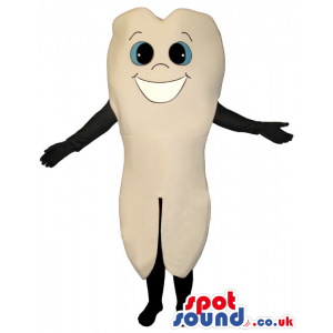 Customizable White Tooth Funny Mascot With Blue Eyes - Custom