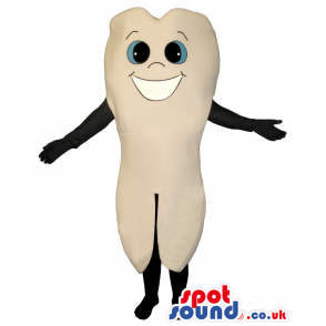 Customizable White Tooth Funny Mascot With Blue Eyes - Custom