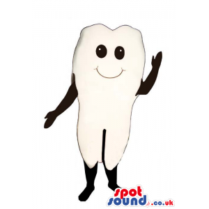 Customizable White Tooth Funny Mascot With Black Eyes - Custom