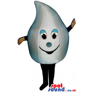 Plain White And Blue Water Drop Mascot With Blue Eyes - Custom