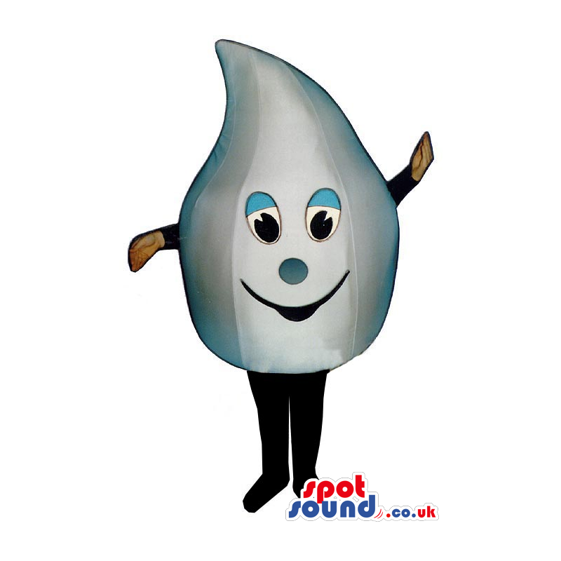 Plain White And Blue Water Drop Mascot With Blue Eyes - Custom