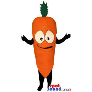 Plain Orange Carrot Vegetable Mascot With Big Eyes And Smile -