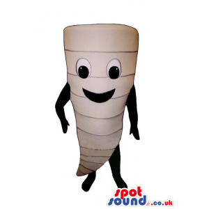 Plain White Turnip Vegetable Mascot With Big Eyes And Smile -