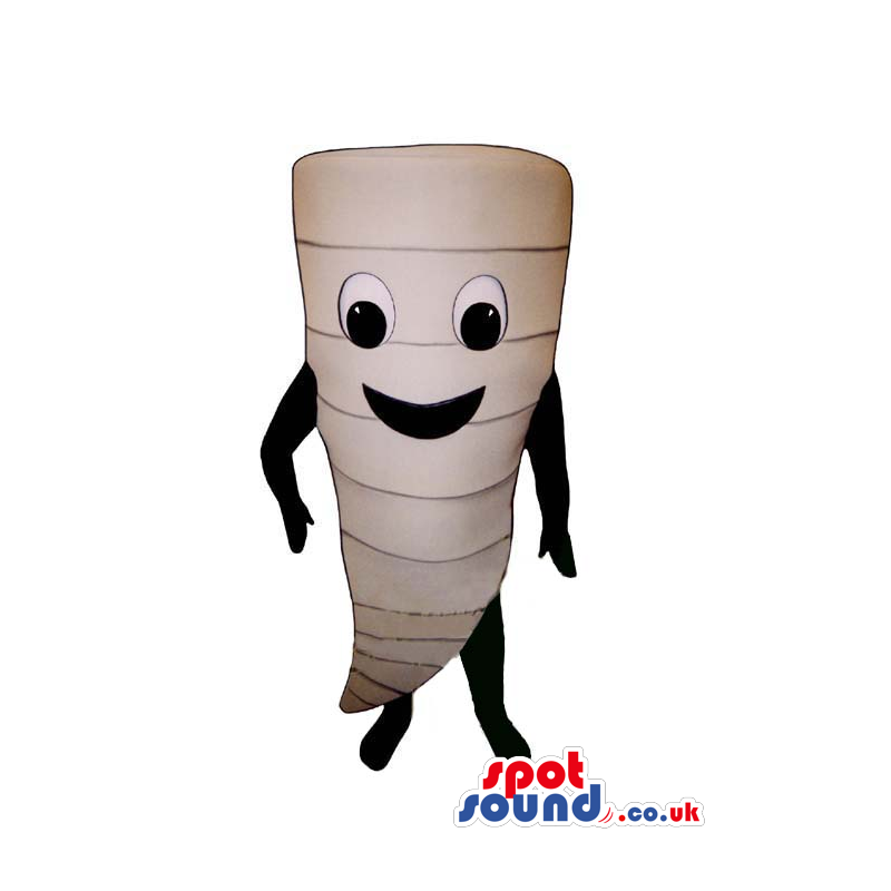 Plain White Turnip Vegetable Mascot With Big Eyes And Smile -