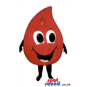 Funny Red Blood Drop Mascot With Big Eyes And Smile - Custom