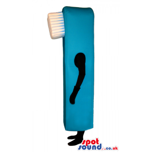 Blue And White Customizable Toothbrush Mascot Without Face -
