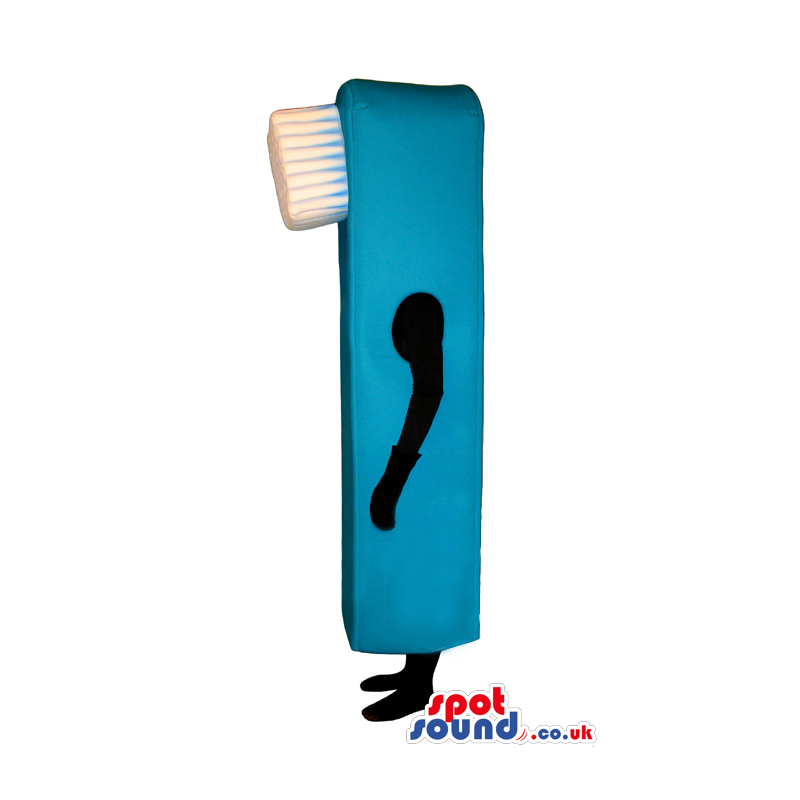 Blue And White Customizable Toothbrush Mascot Without Face -