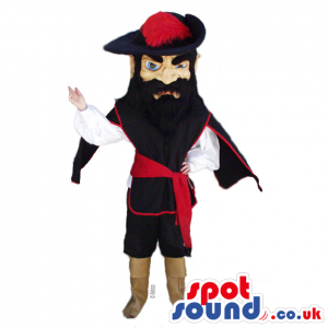 Human Mascot With Black Beard Wearing Pirate Garments - Custom