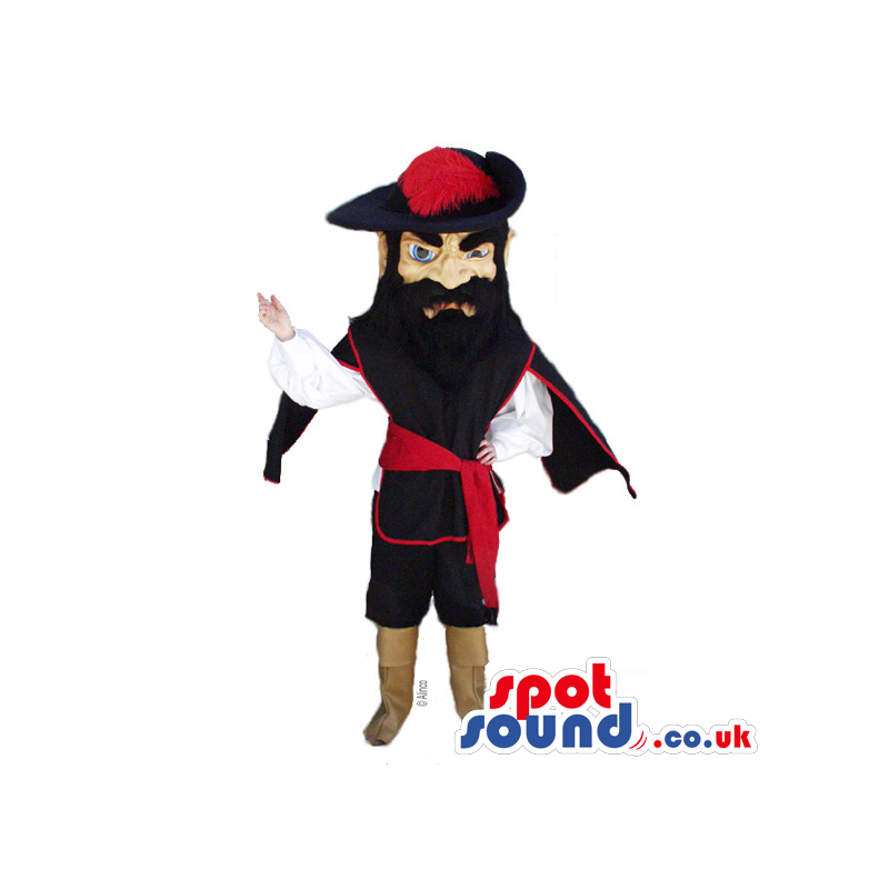 Human Mascot With Black Beard Wearing Pirate Garments - Custom