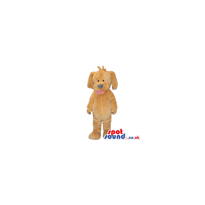 Light Brown Dog Puppy Animal Mascot With Pink Tongue - Custom