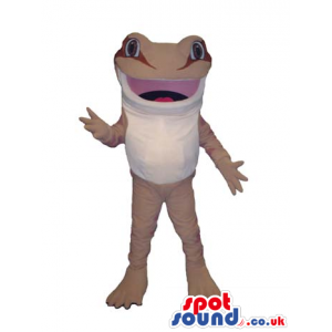 Customizable Frog Animal Mascot In White And Beige - Custom