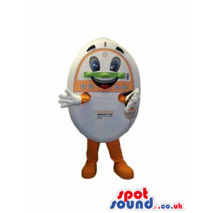 Customizable White And Orange Device Technology Mascot - Custom