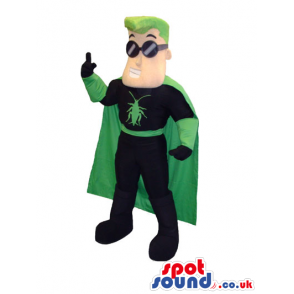 Super Hero Character Mascot With Green Hair And Glasses -