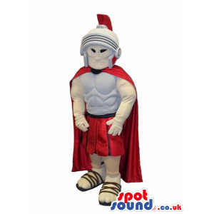 Roman Character Mascot Wearing A Red Cape And A Helmet - Custom