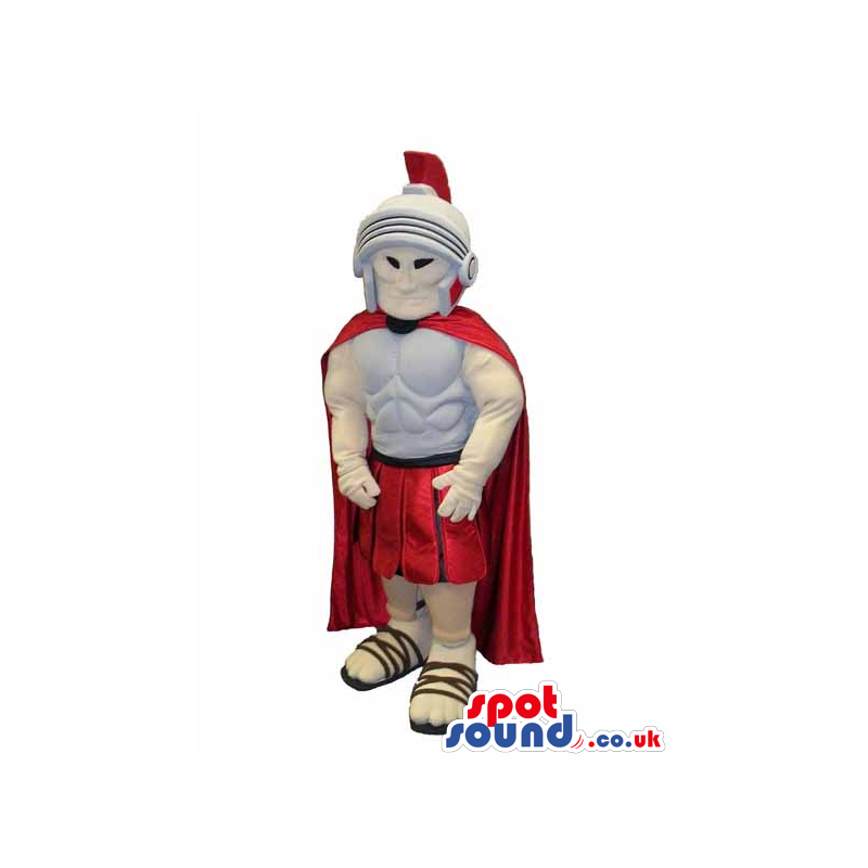 Roman Character Mascot Wearing A Red Cape And A Helmet - Custom