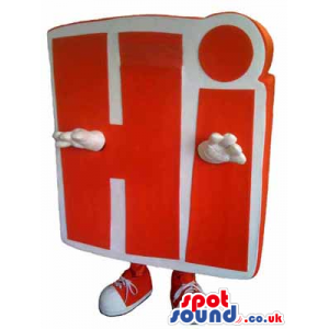 Customizable Message Red And White Hi Letter Mascot - Custom