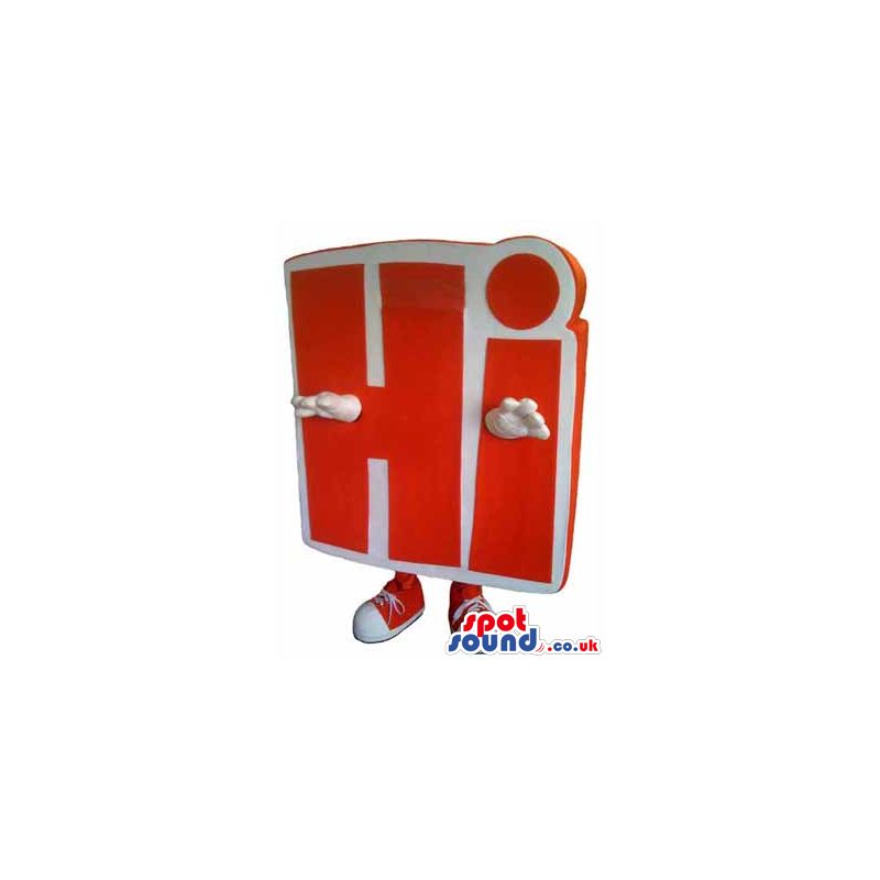Customizable Message Red And White Hi Letter Mascot - Custom