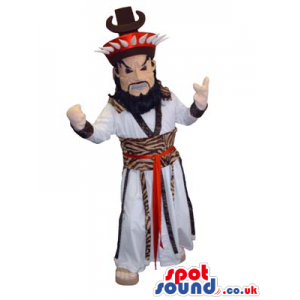 Asian Inspired Human Mascot With Beard And Special Garments -