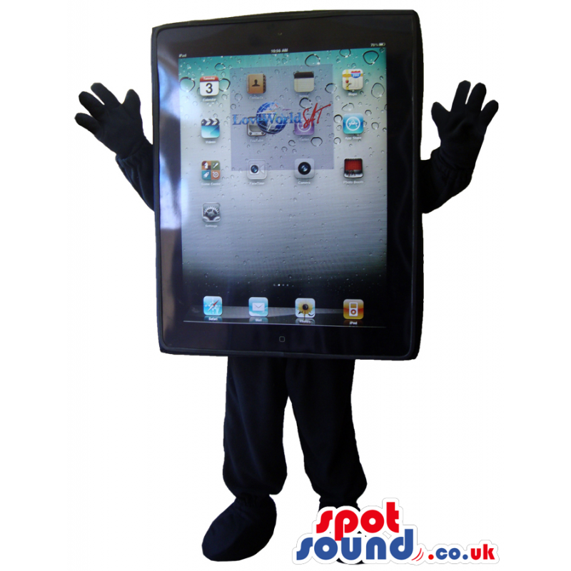 Excellent Big Black Ipad Mascot With All Icons And No Face -