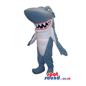 Shark Animal Plain Mascot With Pointy Fangs And Jaws - Custom