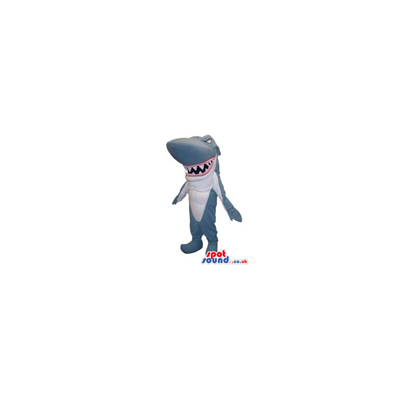 Shark Animal Plain Mascot With Pointy Fangs And Jaws - Custom