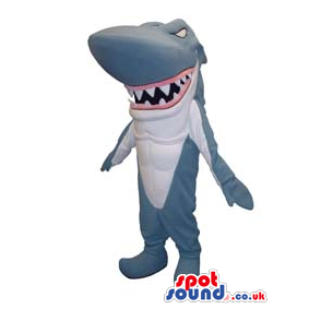 Shark Animal Plain Mascot With Pointy Fangs And Jaws - Custom