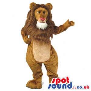 Beige And Brown Lion Mascot With Red Nose And White Beard -