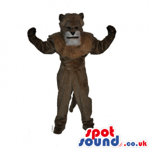 Plain Brown Lion Animal Mascot With Strong Muscles - Custom