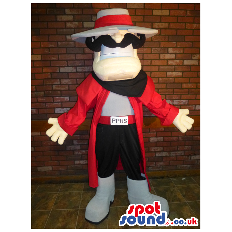 Human Character Mascot With A Mustache Wearing A Hat And Boots