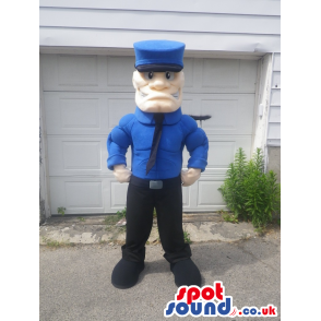 Human Character Mascot With Muscles Wearing An Agent Uniform -