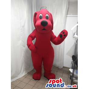 Plain Red Dog Animal Mascot With Black Nose And Eyes - Custom