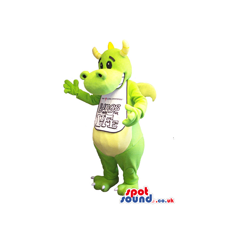 Green Fantasy Dragon Mascot With Space For Message - Custom